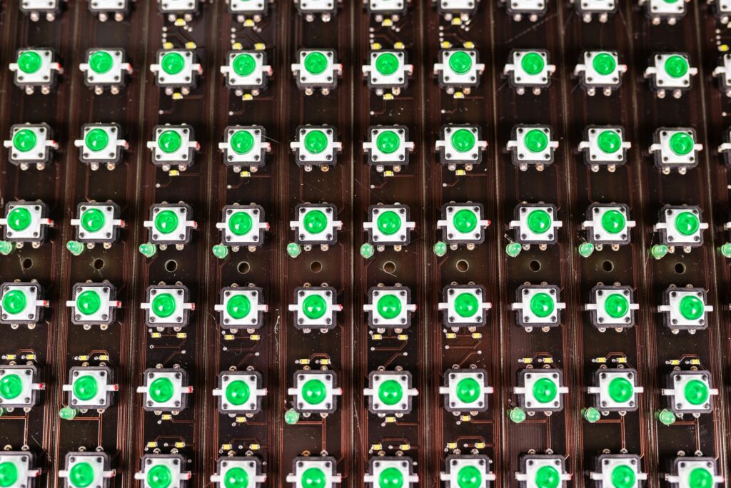 Panel of LED light indicators is in the production